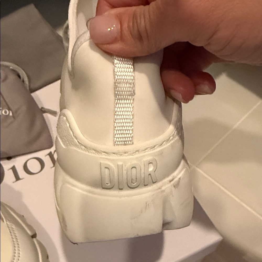 Dior Cream Lace-Up Chunky Sneakers - Picture 5 of 10